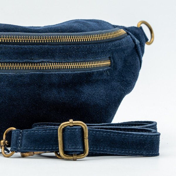 Sac banane en daim bleu marine