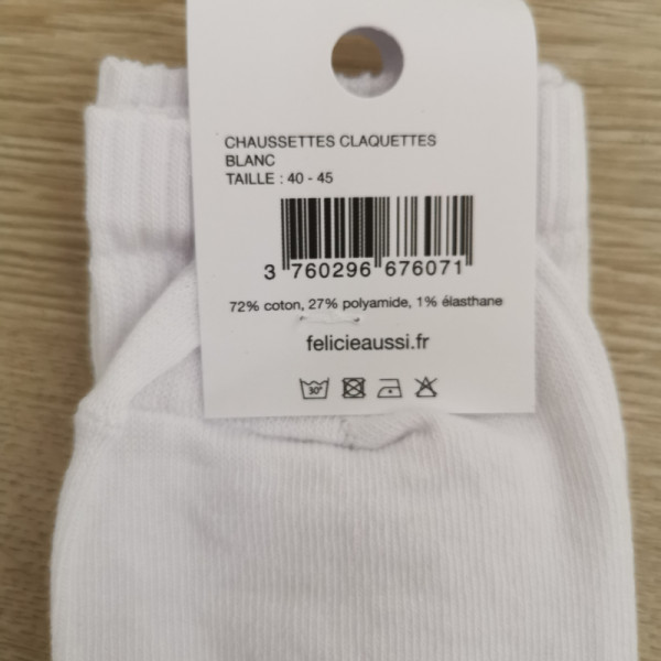 Chaussettes " Chaussettes claquettes " blanches - Félicie Aussi