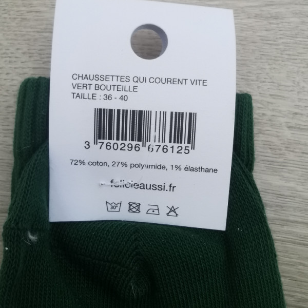 Chaussettes " qui courent vite" vertes - Félicie Aussi