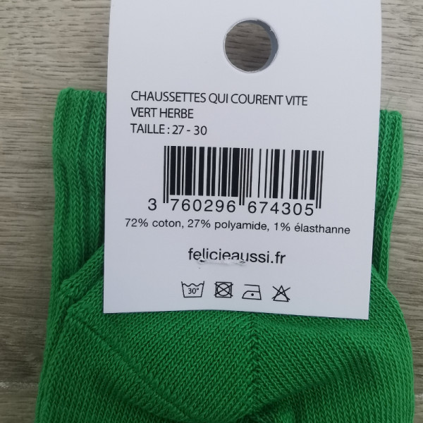 Chaussettes " qui courent vite " vertes - Félicie Aussi