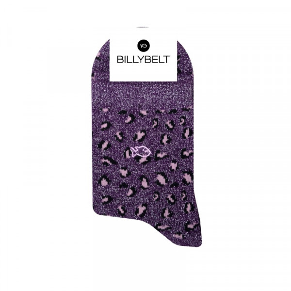 Chaussettes paillettes léopard prune - Billybelt