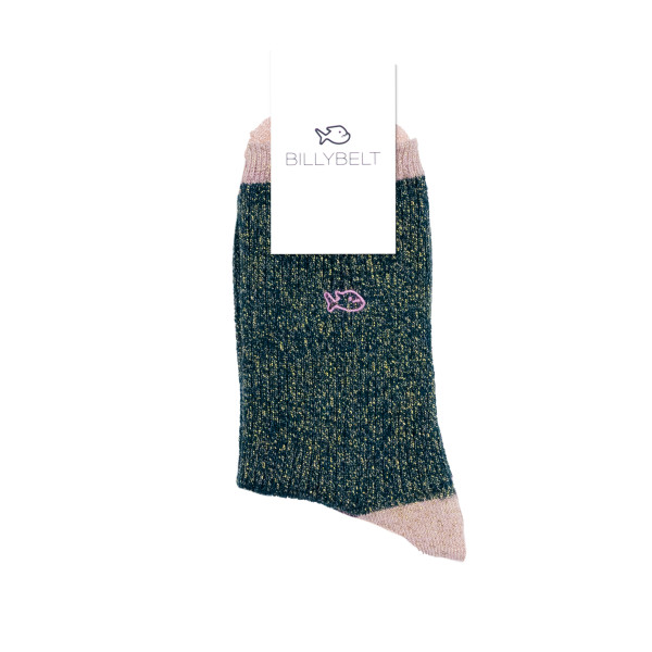 Chaussettes pailletées vintage vert foncé - Billybelt