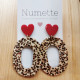 Boucles d'oreilles Isaure coeur + léopard - Numette