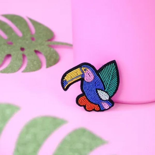 Broche brodée Toucan