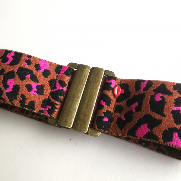 Ceinture léopard rose