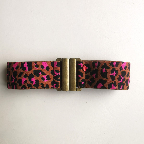 Ceinture léopard rose