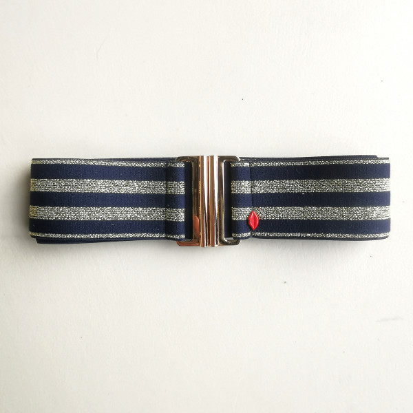 Ceinture rayée bleu marine et doré