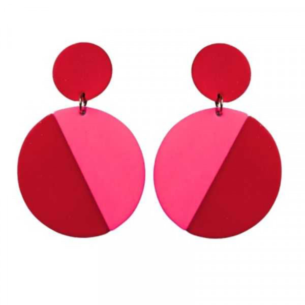 Boucles d'oreilles Jim rouge/rose - Demisel