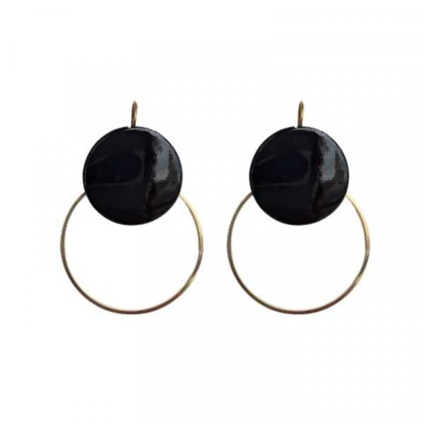 Boucles d'oreilles Mona noir vernis - Demisel