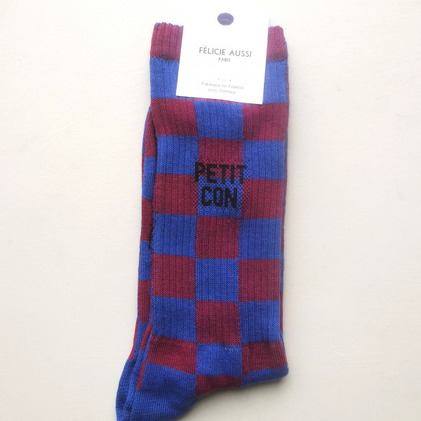 Chaussettes "Petit con " à damier - Félicie Aussi