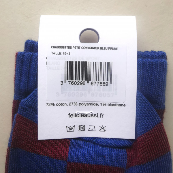 Chaussettes "Petit con " à damier - Félicie Aussi