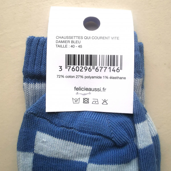 Chaussettes " Qui courent vite " à damier - Félicie Aussi