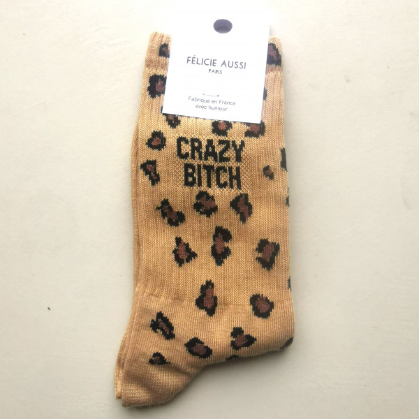 Chaussettes " Crazy bitch" léopard - Félicie Aussi