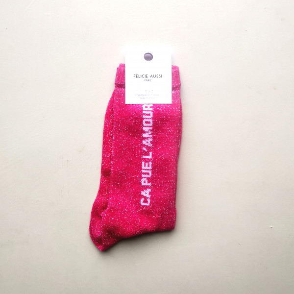 Chaussettes " Ça pue l'amour " à paillettes - Félicie Aussi