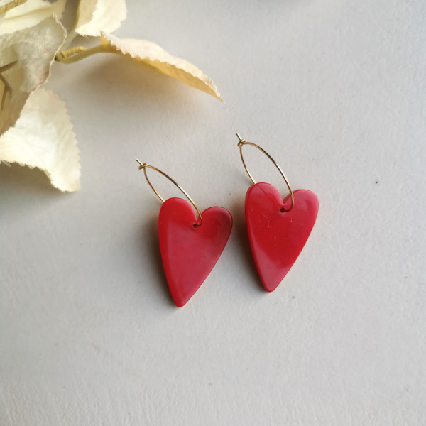 Boucles d'oreilles coeur rouge