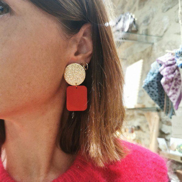 Boucles d'oreilles Georges rouge velours - Demisel