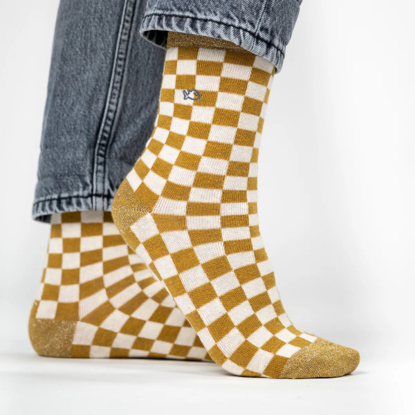 Chaussettes à carreaux jaune et blanc - Billybelt